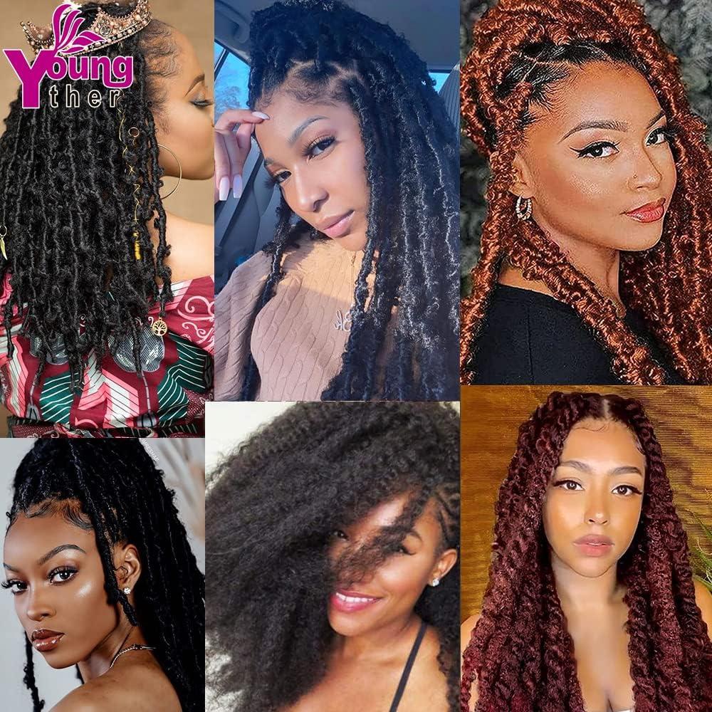 Pre-Separated Springy Afro Twist Hair 16 Inch 3 Packs Soft Spring Twist Hair for Butterfly Locs Wrapping Hair For Soft Locs Synthetic Marley Twist Braiding Hair Extensions for Black Women (#4)