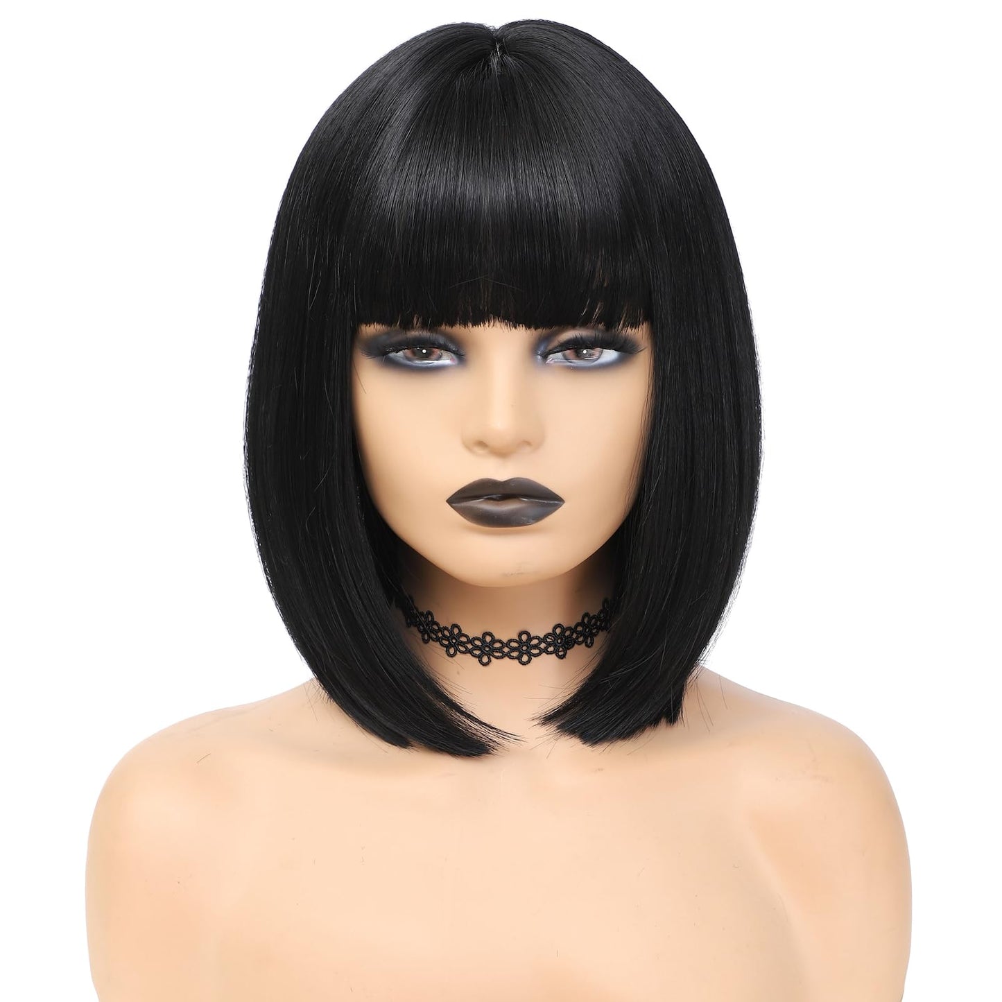 MINLEE Blake Bob Wig With Bangs for Women 12 Inch Straight Bob Wig Blake Wigs Synthetic Heat Resistant Colorful Wig for Cosplay Party Use