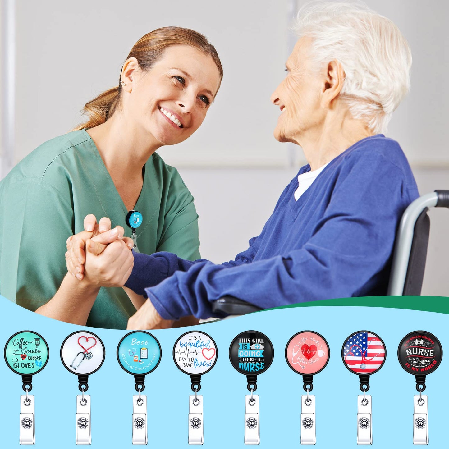 24 Pcs Nurse Week Gifts Set Nurse Accessories for Work Set Nurse Penlight Nurse Makeup Bags Cosmetic Bag Nurse Badge Reel Gifts for Nurse Nursing Student Christmas Gifts (Fresh Pattern)
