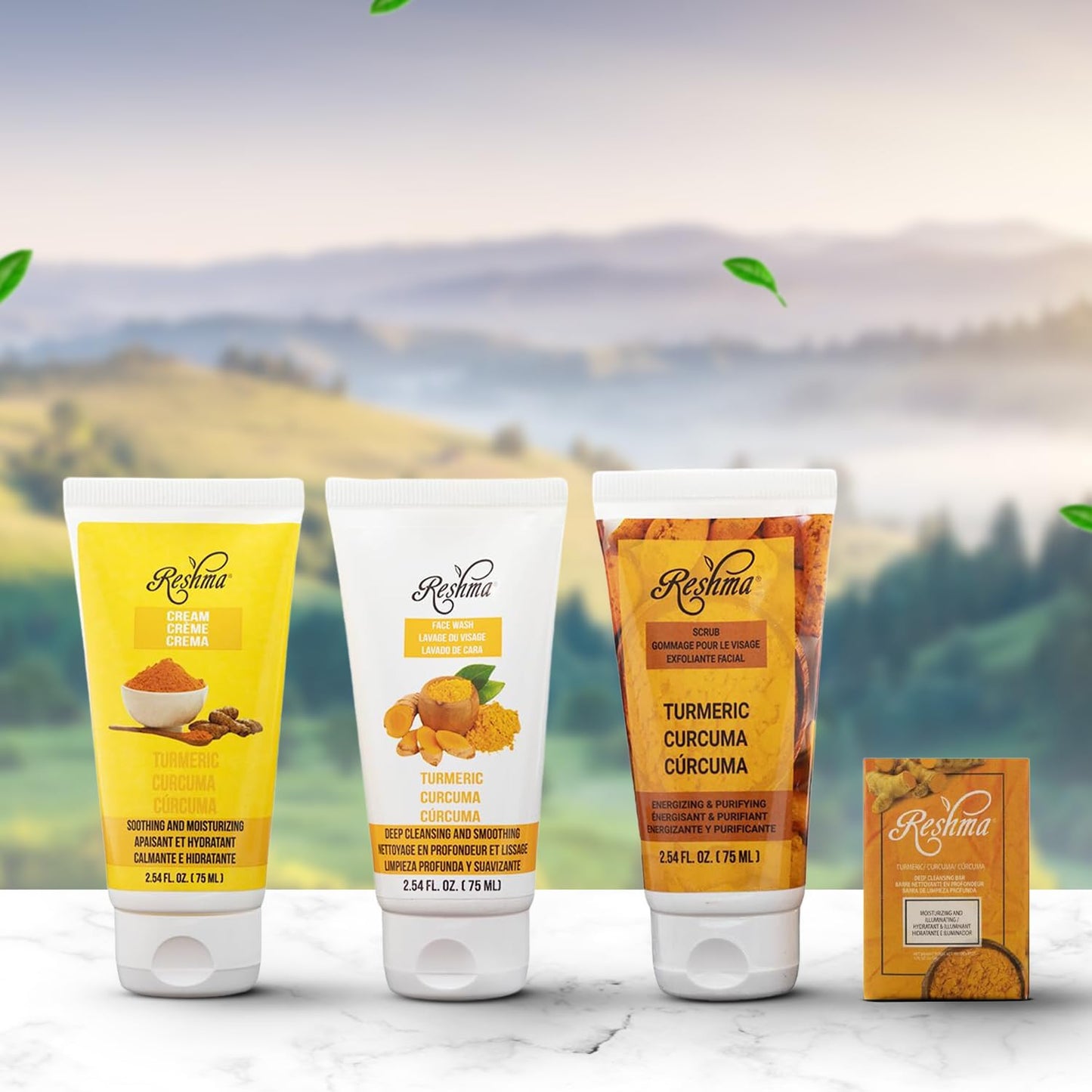 Turmeric Glow on the Go: Skincare Essentials | for All Skin Types & Dull Skin | Gentle Face Wash, Scrub, Cream, and Soap | TSA Approved | Removes Make Up | For Daily Use - Cruelty Free