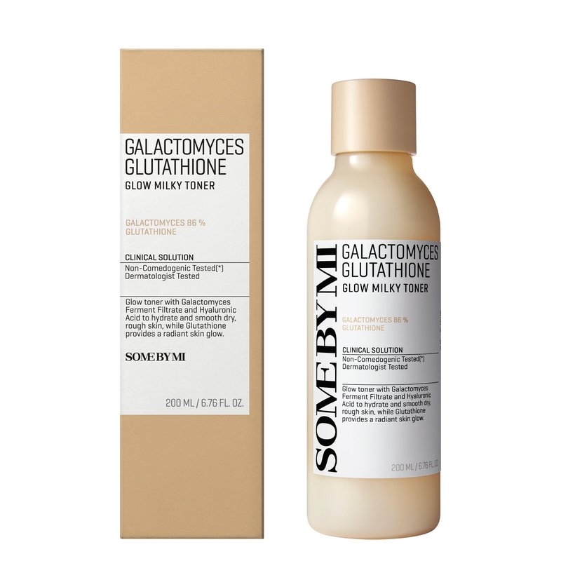 SOME BY MI Galactomyces Glutathione Glow Milky Toner - 6.76Oz, 200ml - Hydrating Korean Milky and Rice Toner with Glutathione & Vitamin C for Smooth, Radiant Skin - Korean Skin Care