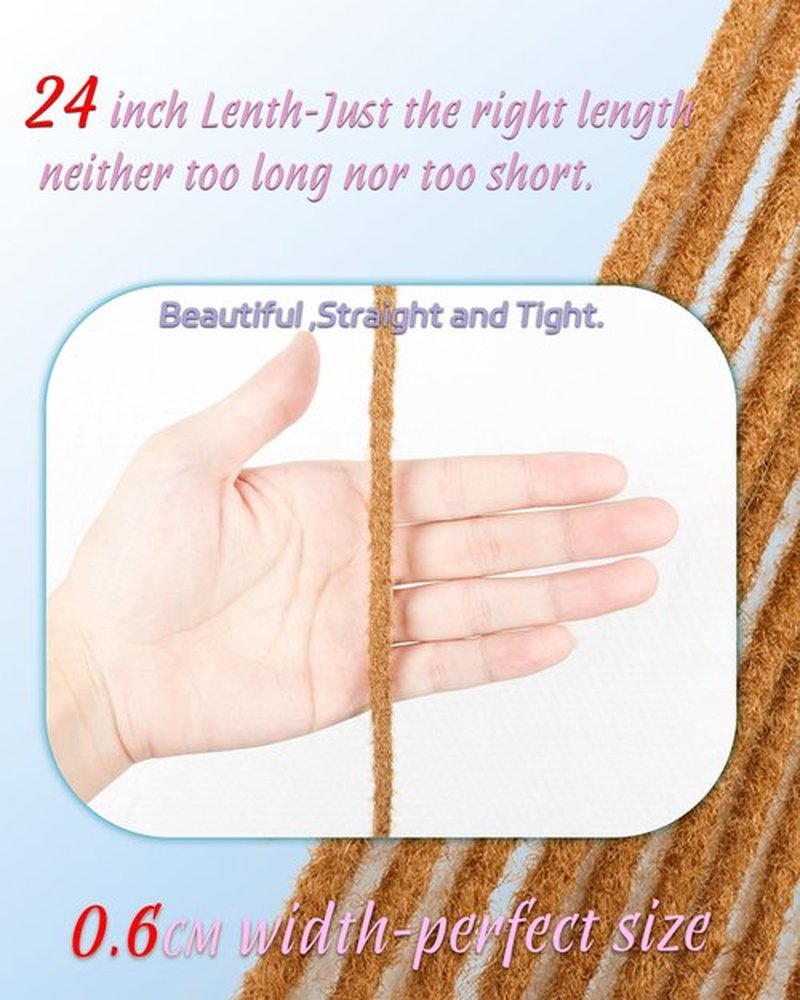MISS SULA 24 Inch Dreadlock Extensions for Women(0.6cm Width,50 Strands,-Ombre Blonde),Faux Locs Crochet Hair,Soft Synthetic Loc Extensions(24"-5Packs,27#)