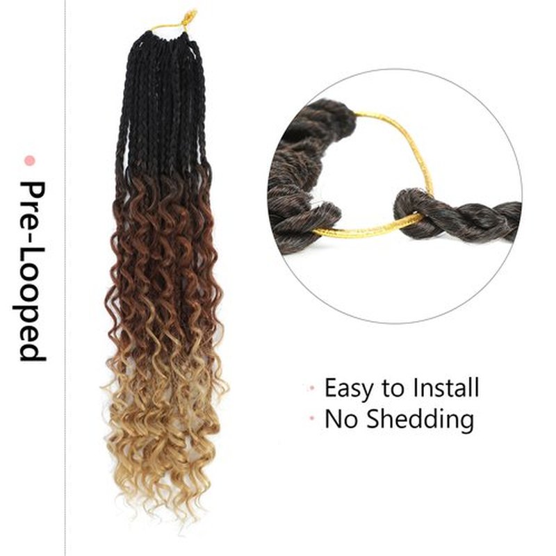 Boho Box Braids Crochet Hair 8 Packs Boho Crochet Braids Pre Looped 1B/30/27 Goddess Box Braids Crochet Hair for Black Women 20 Inch Boho Braids Crochet Hair Extension