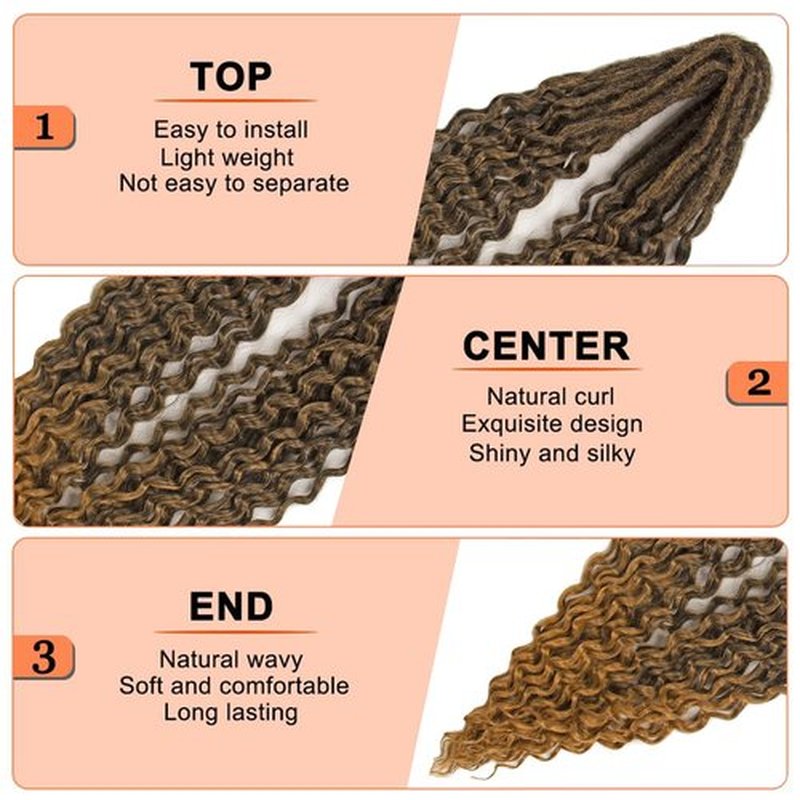 Double Ended Wavy Dreadlock Extensions with Curly Ends Synthetic Hair 20Strands 24Inch Handmade Reggae Braids Hip-hop Style(Curly Ends 20Strands,1B/27)