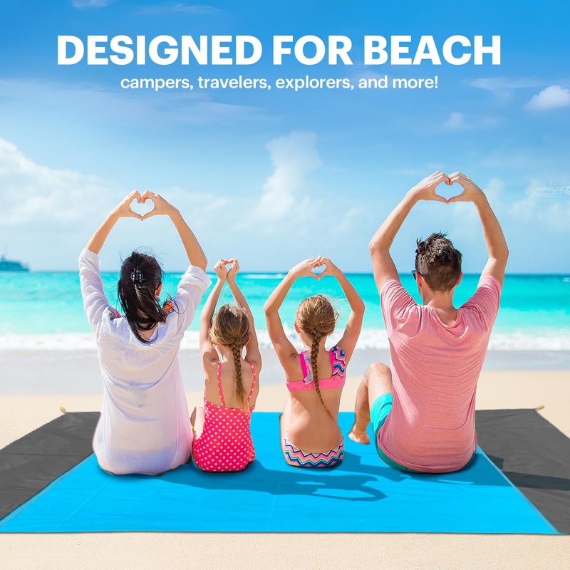 EASYFUN Beach Blanket Sandproof Oversized, 79''×83'' Extra Large Beach Mat, Portable Picnic Mat for Travel Camping Hiking, Lightweight Beach Essentials Family Water Resistant Mat