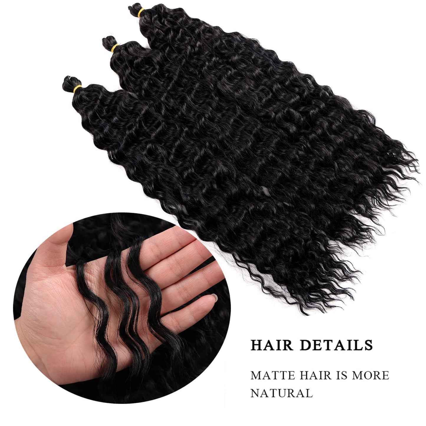 MAYSA Ocean Wave Crochet Hair Extensions Curly Braidng Crochet Hair 30 in 3Packs Deep Wave Crochet Hair Extensions for Black Women #1B Natural Black