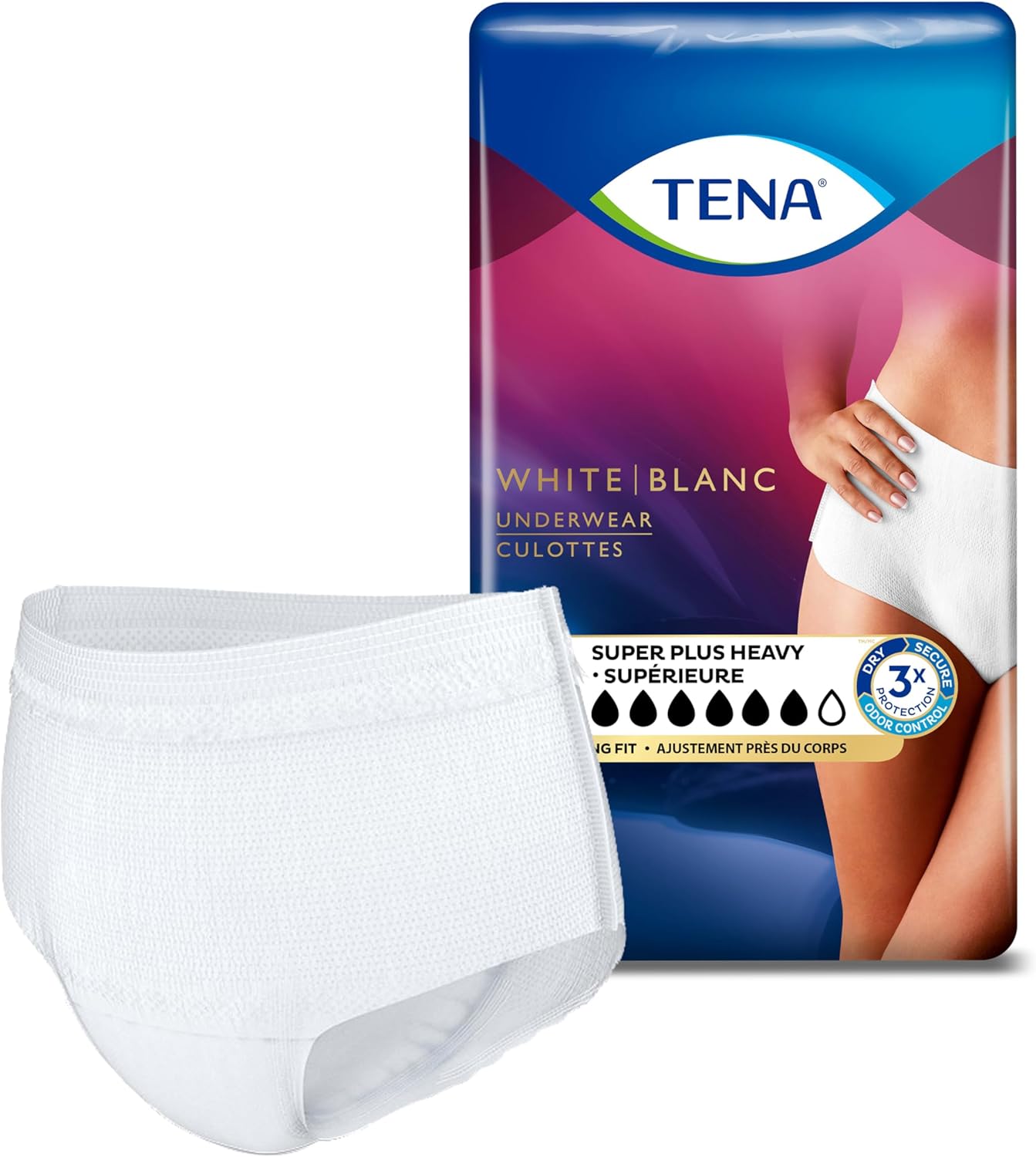 TENA Incontinence Underwear for Women, Super Plus Absorbency, Small/Medium, 18 Count