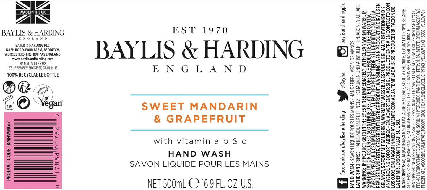 Baylis & Harding Pink Magnolia & Pear Blossom Hand Wash - 16.9 oz (Pack of 3)