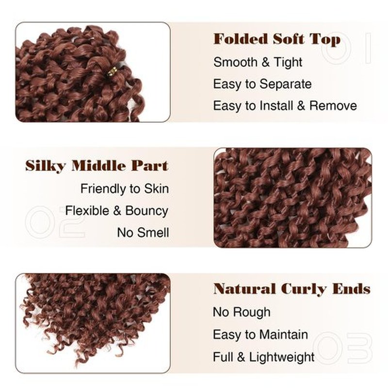 WIGER Kinky Curly Braiding Hair Marlybob Crochet Hair Bundle Ginger Jerry Curly Passion Twist Curly Boho Box Braid Braiding Hair Weave Synthetic Kinky Twist Hair for Bob Hairstyle (6 Packs, 10 Inch)