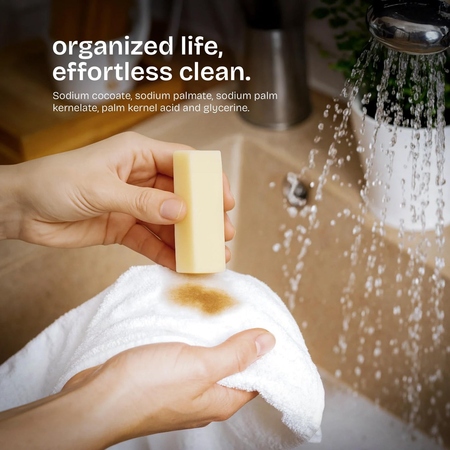 QLEAN Vegan Stain Remover Bar for Fabrics, Laundry Bar Soap for Clothes – Plant-Based, Travel-Friendly Stain Remover for Grease, Wine, Coffee, Grass & More – Non-Toxic & Safe for Delicates (1)
