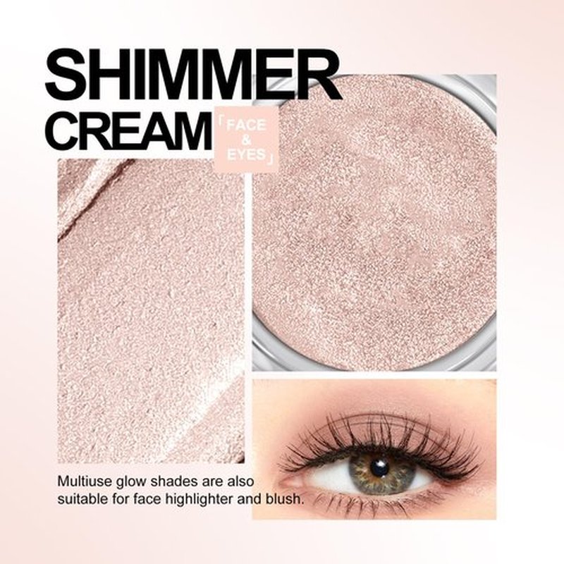 KYDA Shimmer Cream Eyeshadow, Smooth Ice Cream-like Texture, Lasting High Pigmented Creamy Formula, Blendable Shimmer Finish, Face & Eyes Highlighter, Multiuse Shimmer Cream, #02