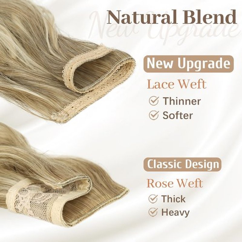 KooKaStyle Hair Extensions, 7PCS Clip in Long Mermaid Wavy Hair Extensions Thick Natural Hairpieces Double Weft for Women Full Head (20 Inch, Dirty Blonde Mix Bleach Blonde)
