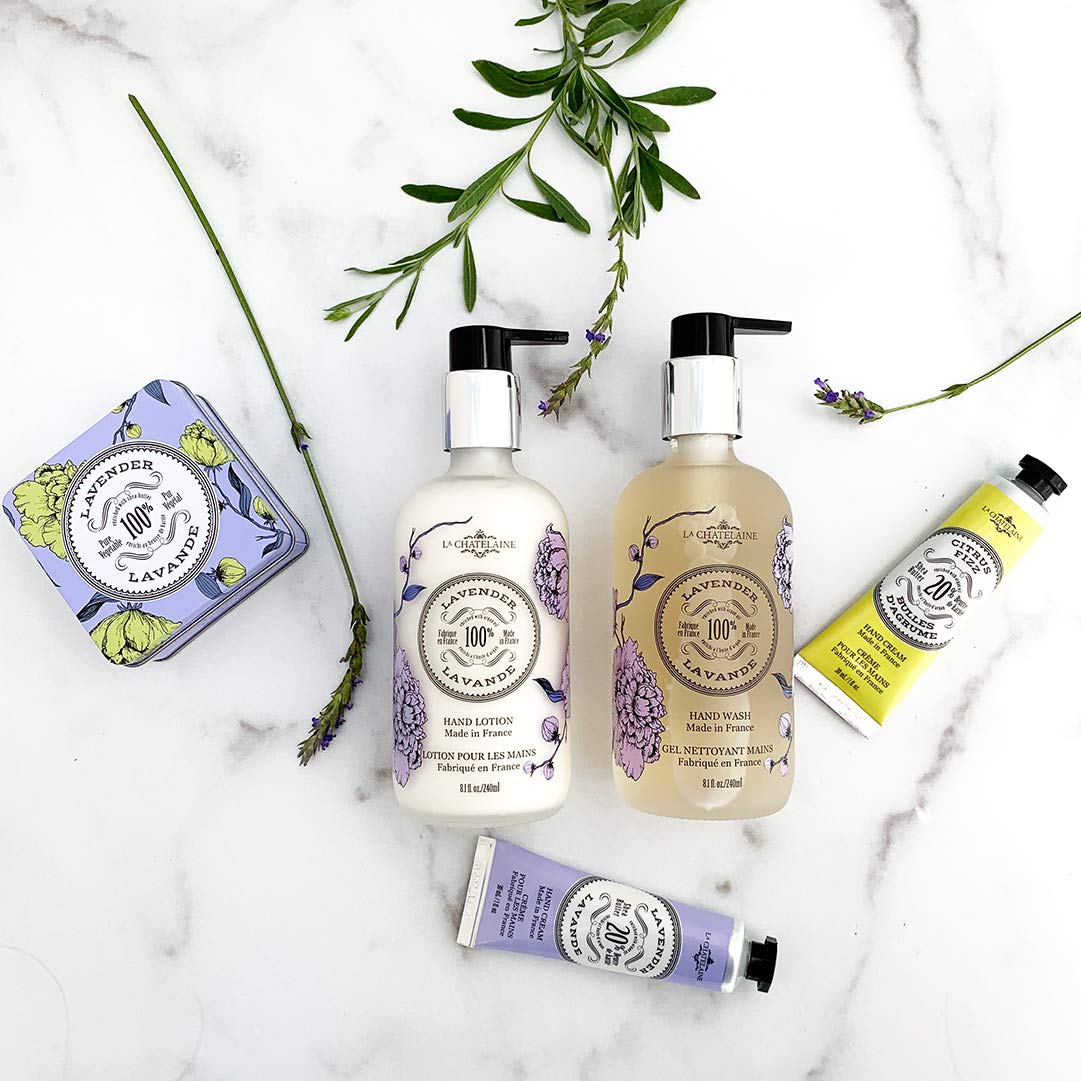 La Chatelaine Hand Wash & Lotion Set | Sulfate Free | Frosted Glass Bottles | Nourishing Shea Butter Formula | Natural and Organic | Made in France | 2 x 8.1 oz. (Orange Blossom)