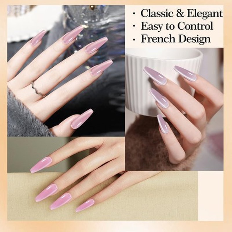 Adhere 7Pcs 5G Ultrafine Magnetic Water Light Sensation Colorful Light Cat Eye Gel Nail Polish, Transparent Light Pink Colored Glass Bead Cat Eye with Magnet Brush
