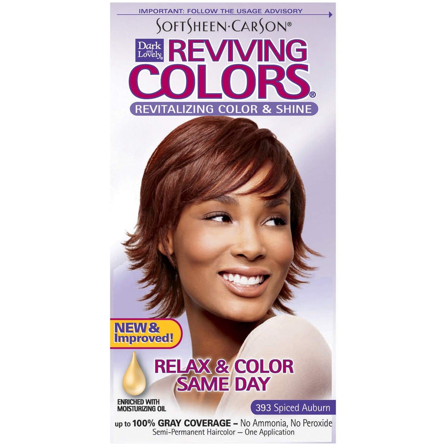 Dark and Lovely Reviving Colors Nourishing Hair Color, Spiced Auburn 393 - SoftSheen-Carson