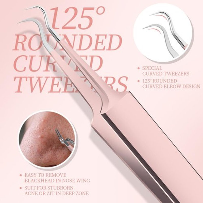 Teenitor Blackhead Remover Kit, Pimple Popper Tool Kit, 2 Blackhead Extractor, 1 Ingrown Hair Tweezers, 2 Pimple Extractor Pore Extractor Acne Tools for Face