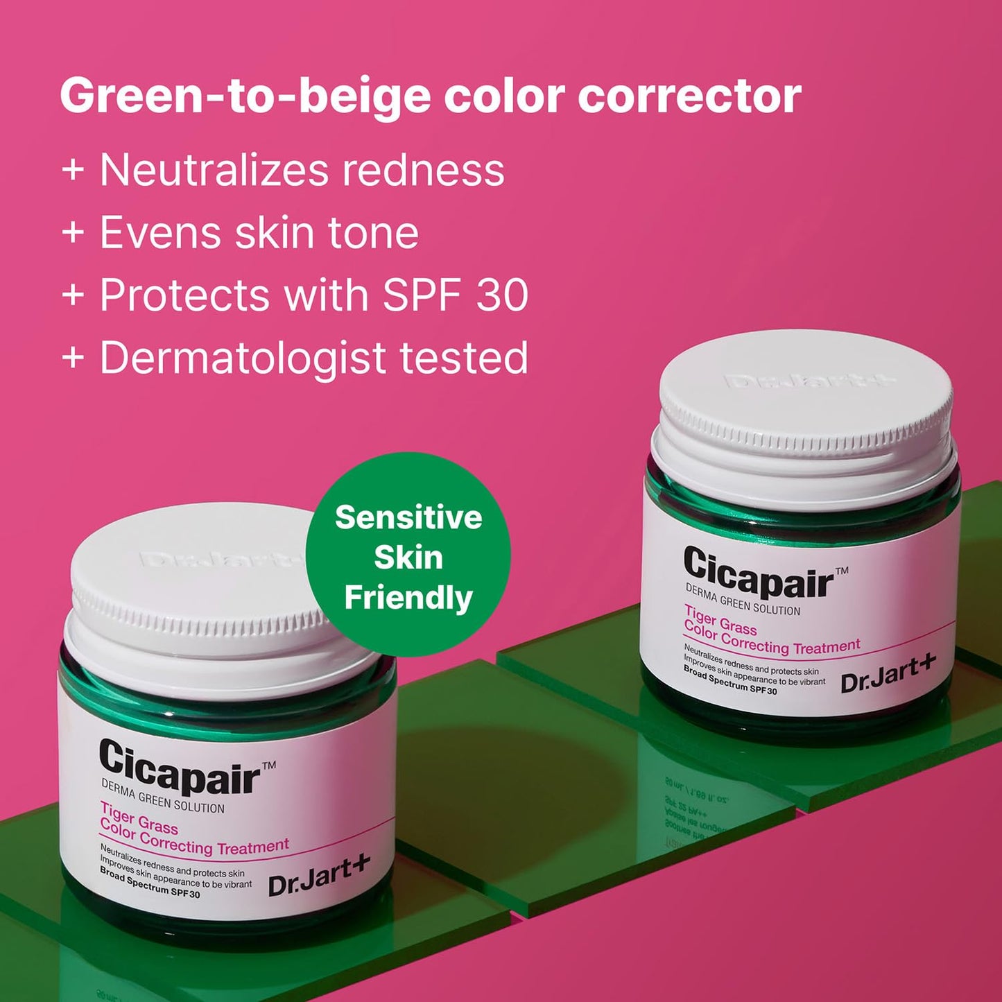 Dr.Jart+ Cicapair™ Tiger Grass Color Correcting Treatment SPF 30 with Centella Asiatica | cc cream | Korean Skin Care, 0.5 Fl Oz