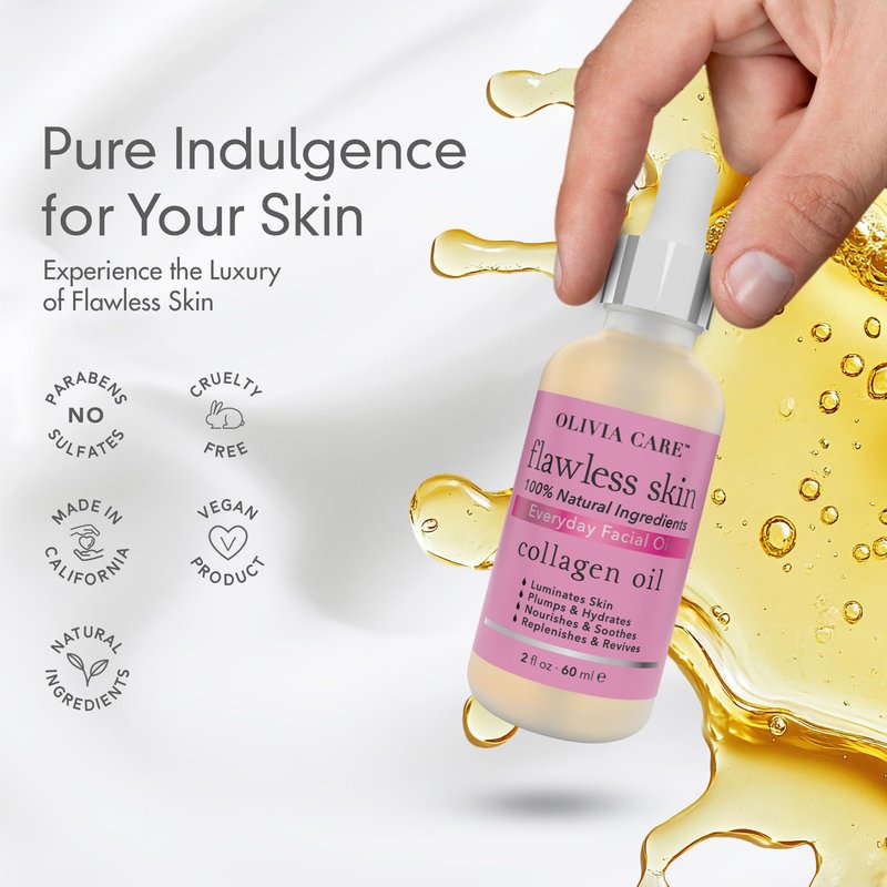 Olivia Care Flawless Essential Facial Oil 100% Natural. Nourishing, Plump, Reviving, Hydrating, Calming & Soothing. Stabilize & Retain Moisture