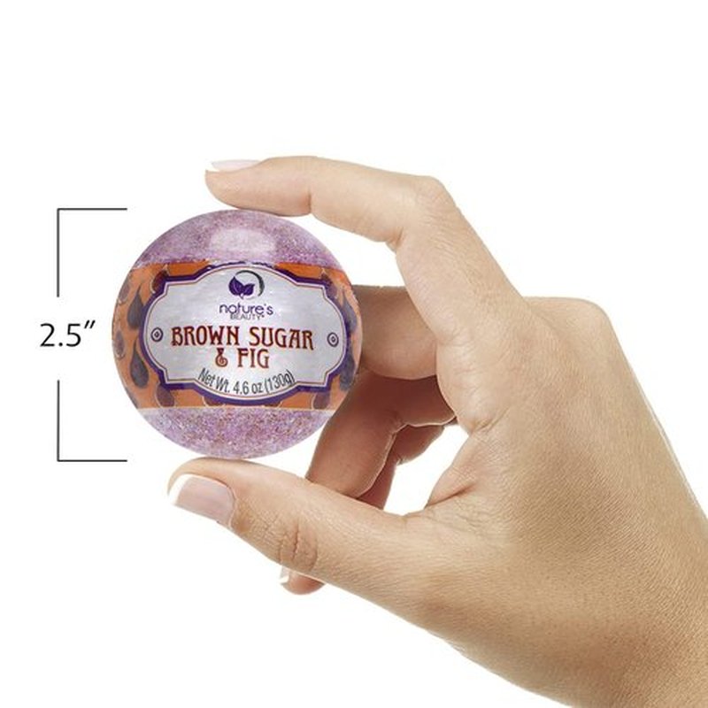 Nature's Beauty Brown Sugar & Fig Bath Bomb Multi-Pack - Natural Hand Crafted, Non-Staining, Luxury Fizzy Spa Bomb, Moisturize Dry Skin, Made w/Orange Extract + Coconut Oil, 4.6 oz (4 Pack)