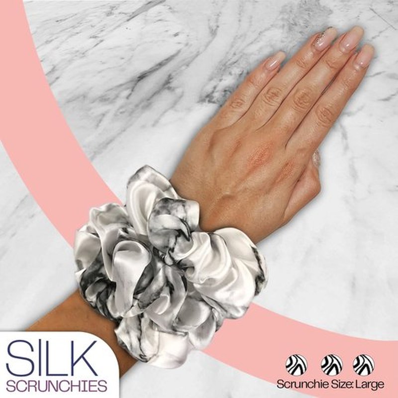 Celestial Silk Mulberry Silk Scrunchies for Hair (Marble)