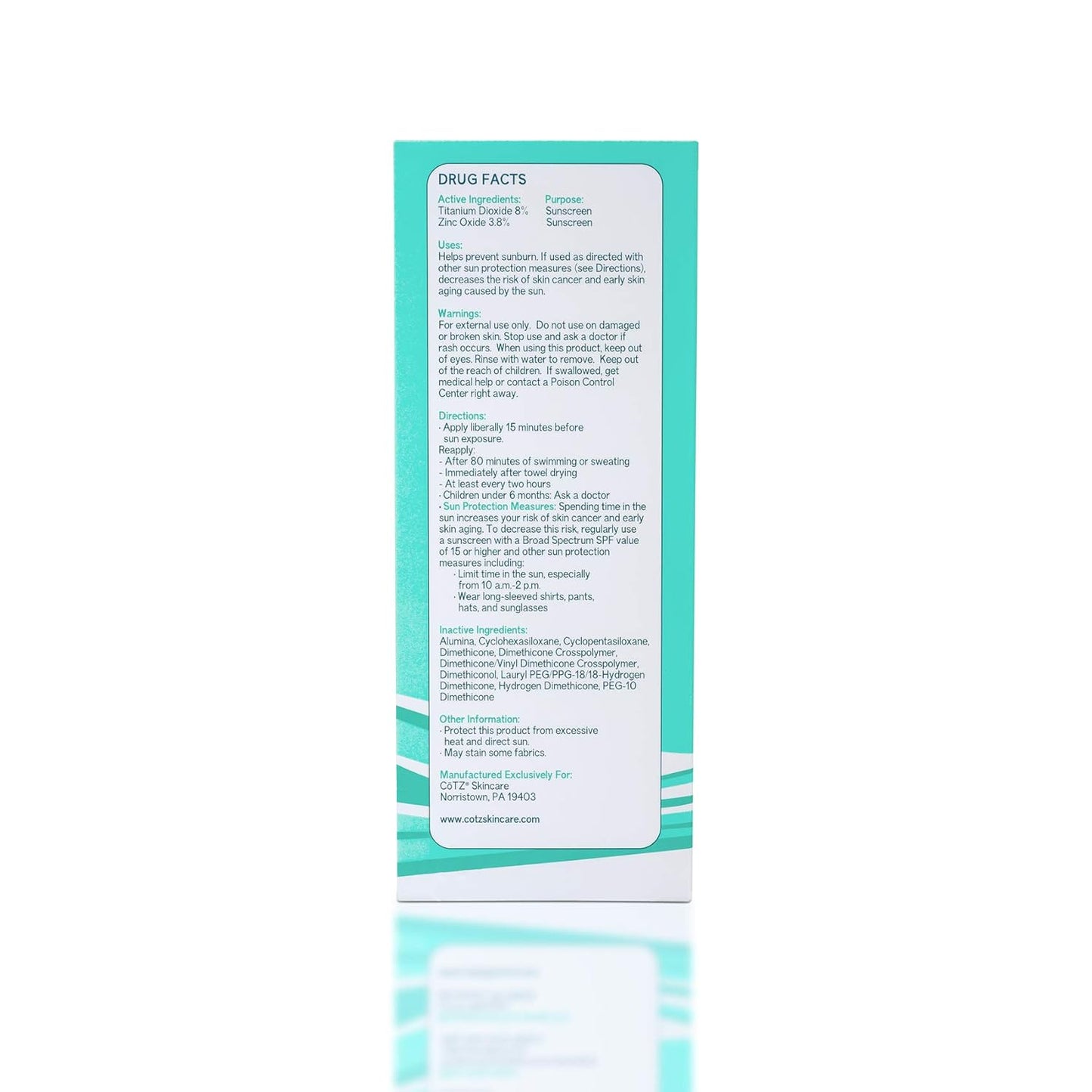 COTZ Face Prime & Protect Non-Tinted Mineral Sunscreen and Facial Primer Broad Spectrum SPF 40; PA++++ 1.5 oz / 42.5 g.