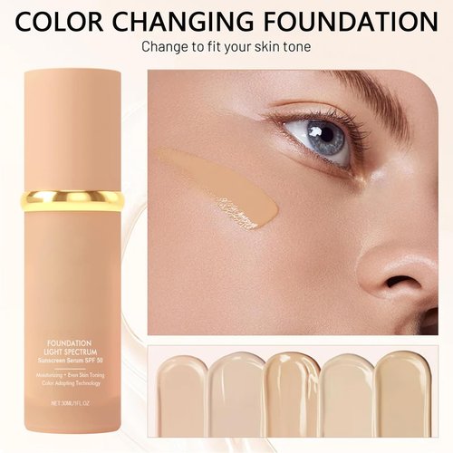 4 In 1 Foundation Liquid 30g,Temperature Changing foundation Korean Makeup Foundation,High Coverage Liquid Foundation Base Makeup Cosmetics-Hydrating Full Coverage Concealer (2pcs)
