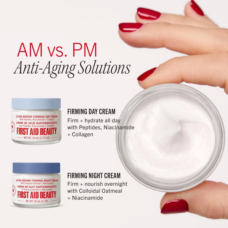 First Aid Beauty Ultra Repair Hydra-Firm Night Cream with Colloidal Oatmeal, Fragrance Free Anti-Aging Plumping Moisturizer to Hydrate & Reduce Fine Lines and Wrinkles, Sensitive Skin Safe, 1.7 oz