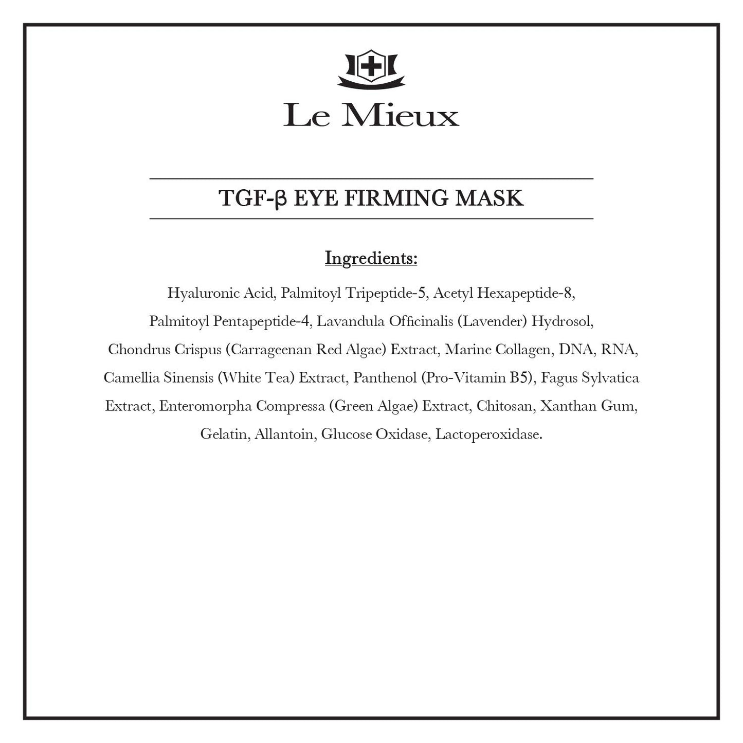 Le Mieux TGF-B Eye Firming Mask - Triple Growth Factor Eye Patches for Puffiness & Dark Circles (4 Masks)