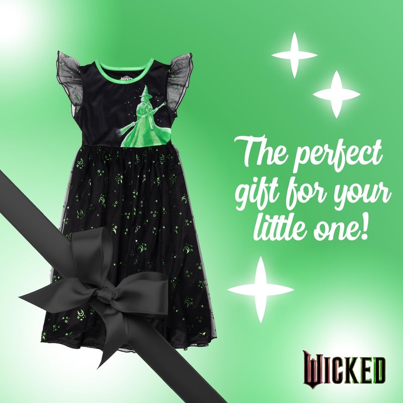 Wicked Girls' Fantasy Gown Nightgown, ELPHABA SILHOUETTE, 4T