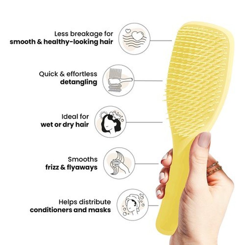 Tangle Teezer Ultimate Detangler Hairbrush for Wet & Dry Hair, Eliminates Knots & Reduces Breakage for All Hair Types, Hyper Yellow