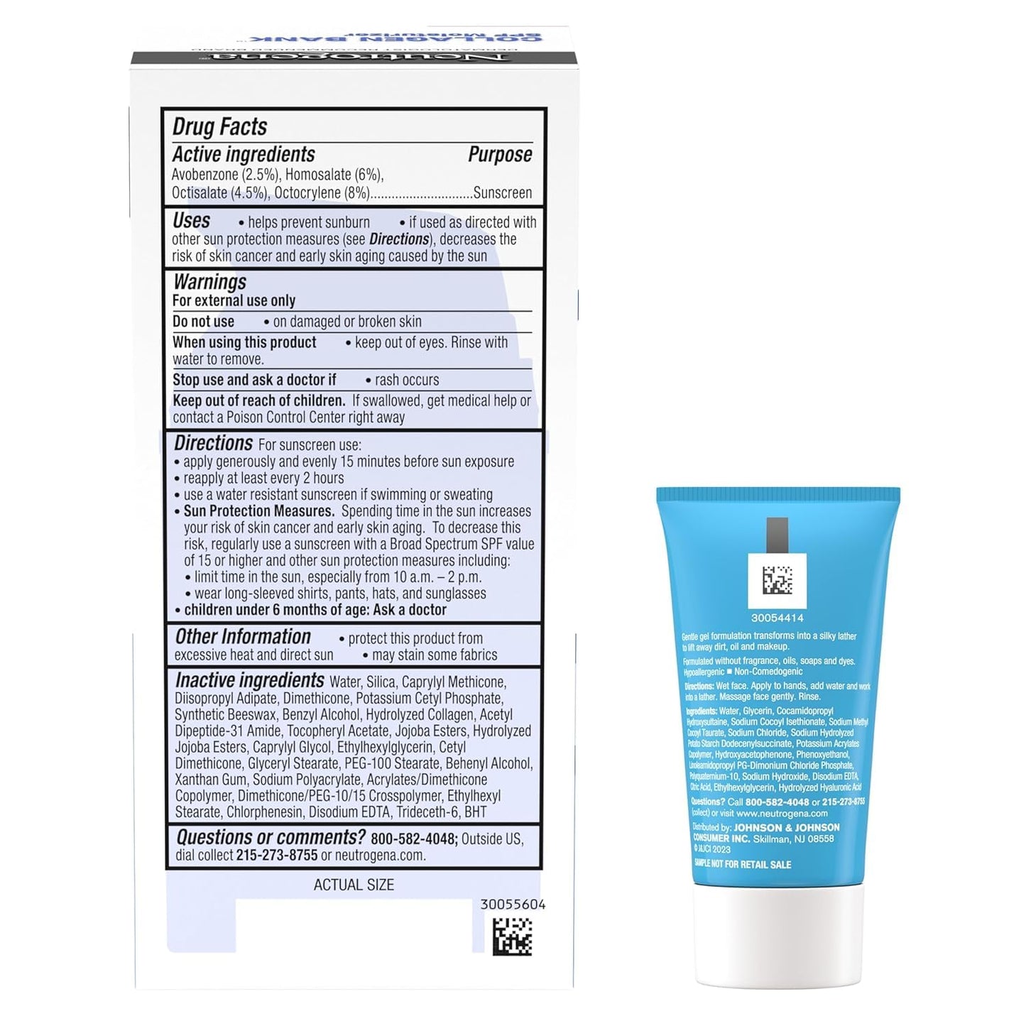 Neutrogena Collagen Bank Face Moisturizer with SPF 30 Sunscreen, Daily Anti-Aging Face & Neck Collagen Cream with Micro-Peptides and SPF, 2 fl. Oz & Trial Size Hydro Boost Facial Cleanser, 0.5oz