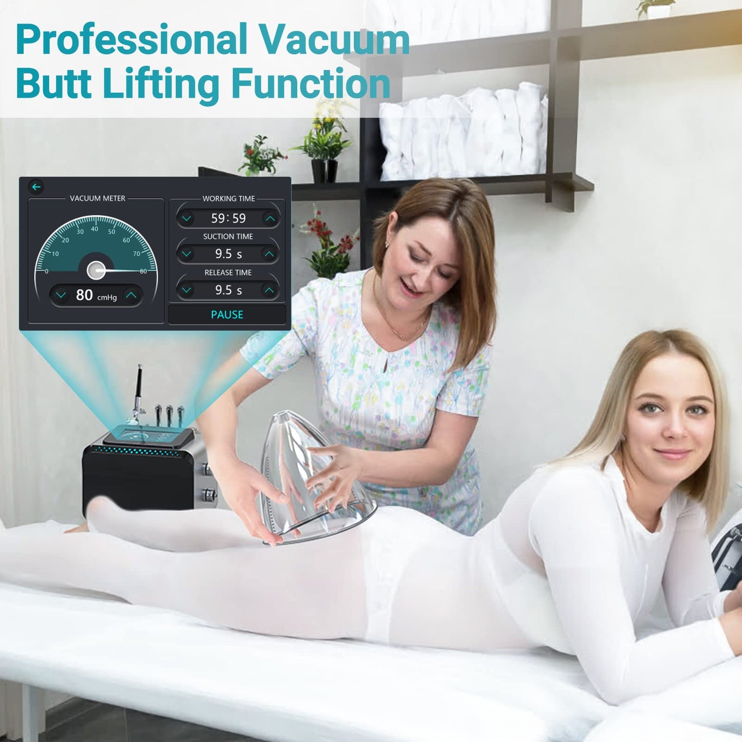 Beauty Star Upgraded Cupping Therapy Machine for GuaSha, Color Touch Operation Screen Cupping Set, Professional Massage 0-60 cmHg Machine with 24 Pcs Suction Cups and 3 Pumps