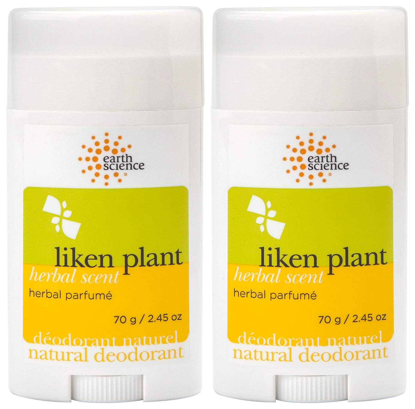 EARTH SCIENCE - All-Natural Aluminum Free Herbal Scented Lichen Plant Deodorant, 2.45 Ounce (Pack of 4)