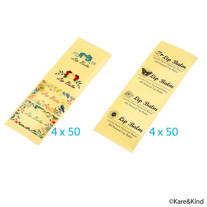 Kare & Kind Value Pack of 400 Labels - 8 Different Designs - for Lip Balm Containers, Nasal Inhaler Tubes, etc. - Self Adhesive, Easy Peel