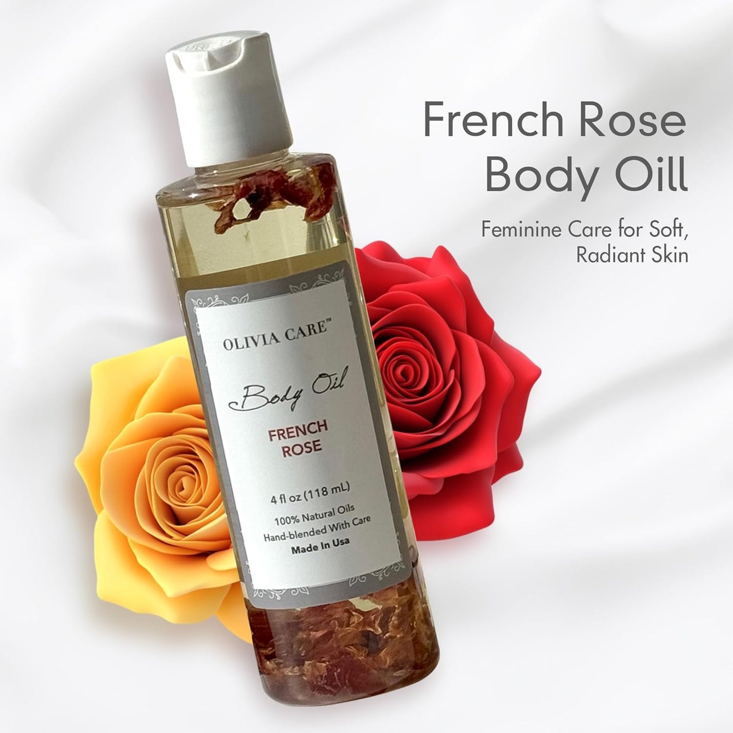 Olivia Care 3 Pack Body Oils: Apricot Fig, French Rose, Jasmine Gardenia - Natural Perfume Oils For Women & After Bath Oils Body Moisturizers, Rich in Vitamin E, K, & Omega (3 Scents)