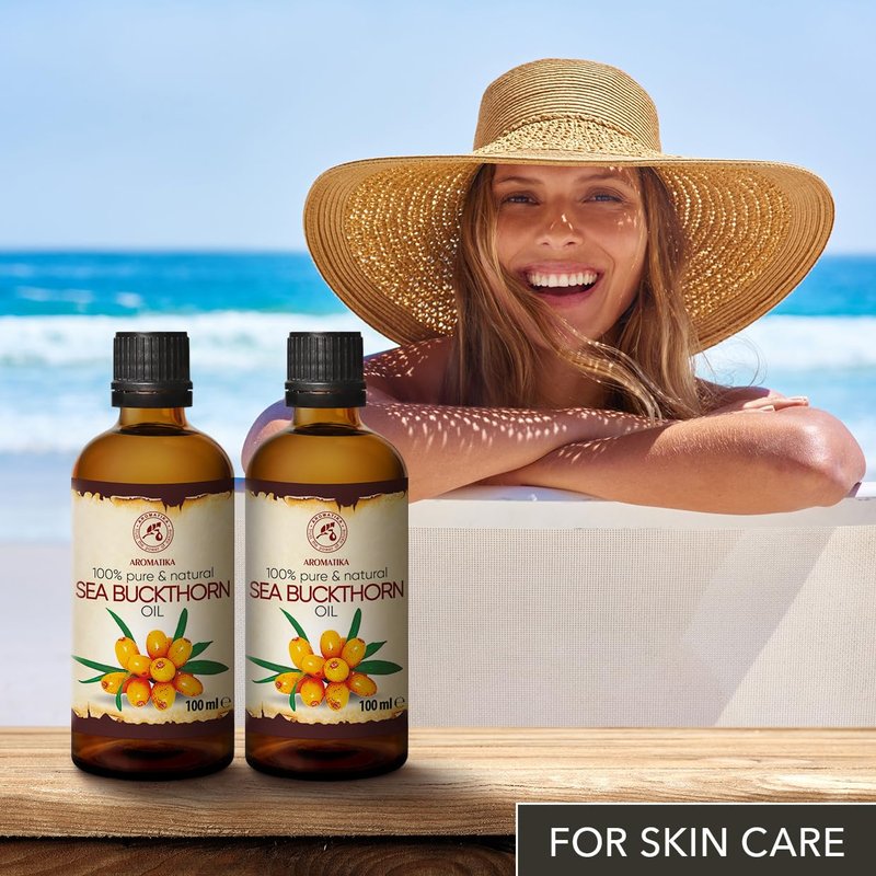 Sea Buckthorn Oil (2pack of 2 x 3.4oz) 6.8oz - Cold Pressed - Pure & Natural - Hippophae Rhamnoides - Carrier Oil for Essential Oils - Nails - Hair - Face & Body Care