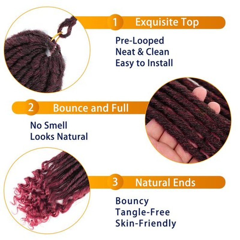 Goddess Locs Crochet Hair 6 Packs 16 Inch Straight Faux Locs Crochet Hair for Black Women, Crochet Pre-Looped Curly Hair Soft Faux Locs Synthetic Braiding Hair Extensions (16 Inch, 6 Packs, 1B-BUG#)