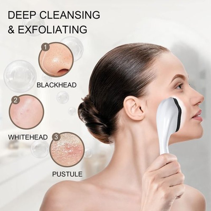 Silicone Face Scrubber Exfoliating Brush, Beomeen 2 Pack Manual Handheld Facial Cleansing Brush Blackhead Scrubber, Soft Bristles Waterproof for Face Skincare (Black White)