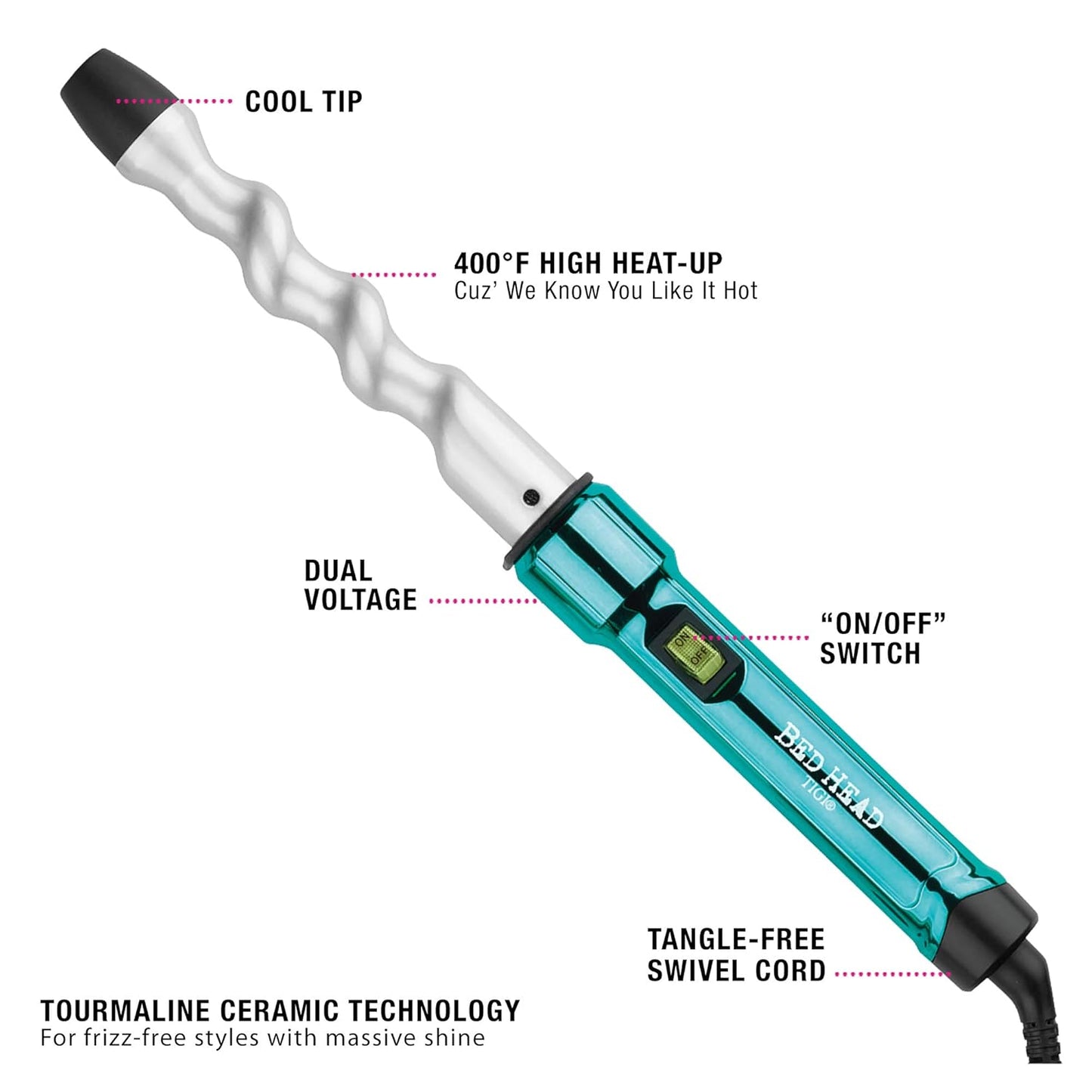 Bed Head Curlipops Clamp-Free Curling Wand Iron | For Springy Styles and Massive Shine (1 in)