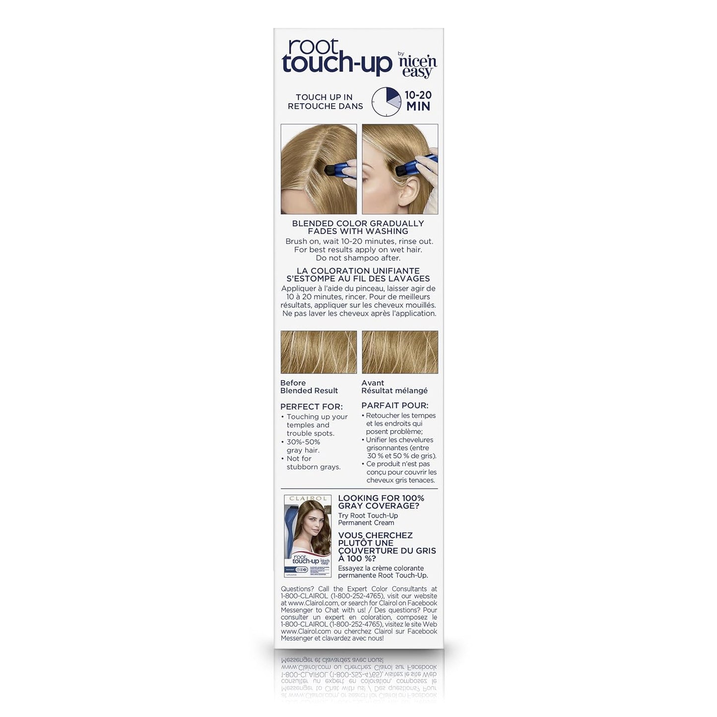 Clairol Root Touch-Up Semi-Permanent Hair Color Blending Gel, 4 Dark Brown, Pack of 2