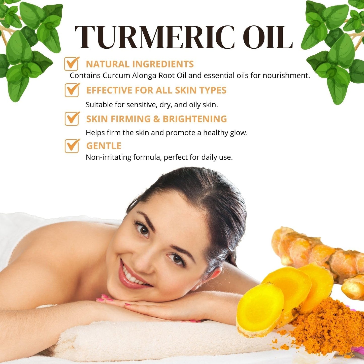 1000ml Turmeric Oil for Skin Brightening - Organic Turmeric Oil for Face - Soft 7 Body Oil, Moisturizing