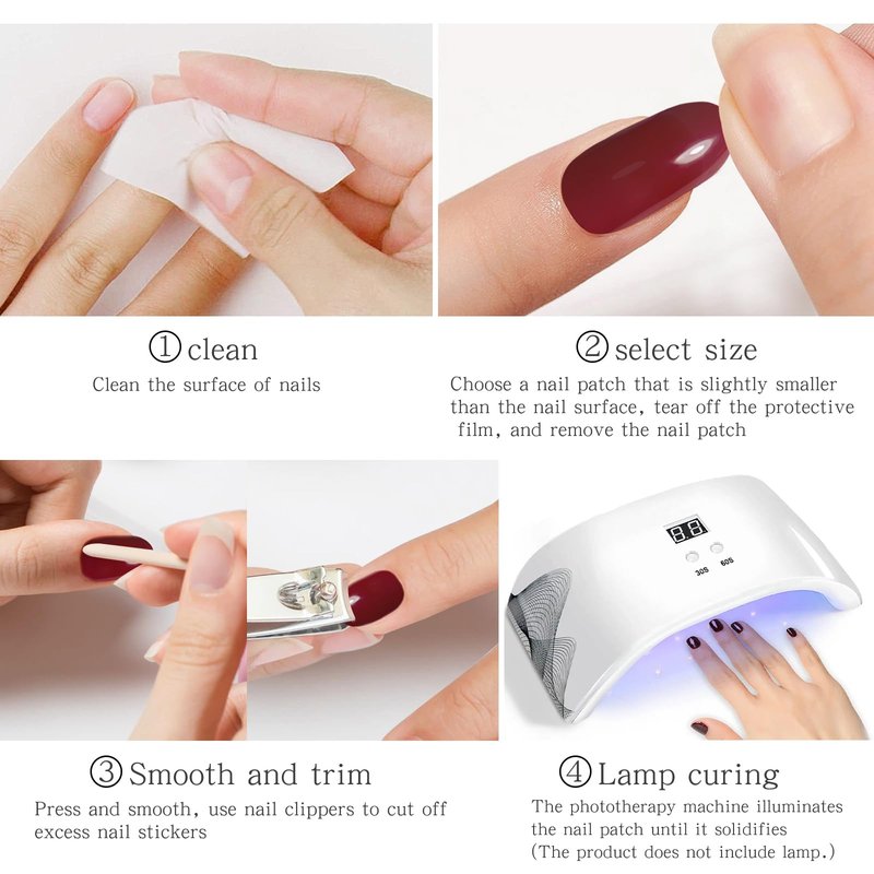 JMEOWIO Gel Nail Stickers Dark Blue Semi Cured Gel Nail Strips Wraps UV/LED Nails Art Design Decoration Accessories