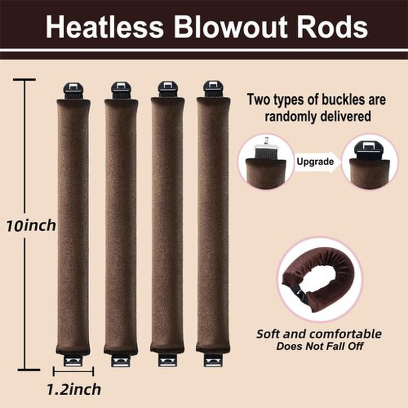 Overnight Blowout Rods Heatless Hair Curler,4PCS Jumbo Flexi Rods for Heatless Curls,Heatless Curling Rod Headband,Hair Rollers to Sleep In,No Heat Curls Overnight with Satin Hair Scrunchies & Bonnet