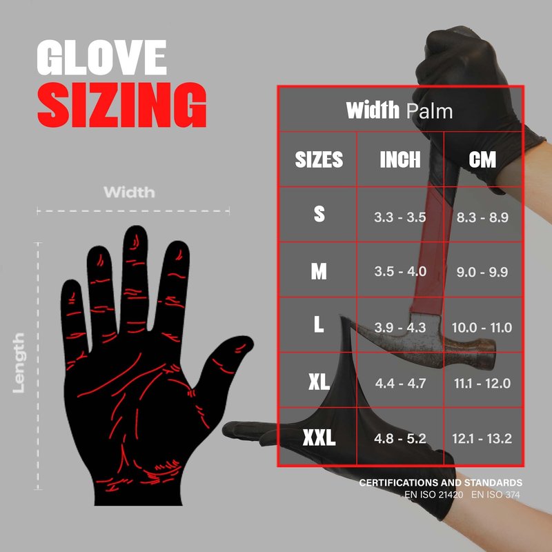 London Labs Black Nitrile Gloves Disposable Latex Free & Powder Free,4 Mil Rubber Glove, Cleaning, Cooking, Mechanic, Tattoo (1000 Count, Large)