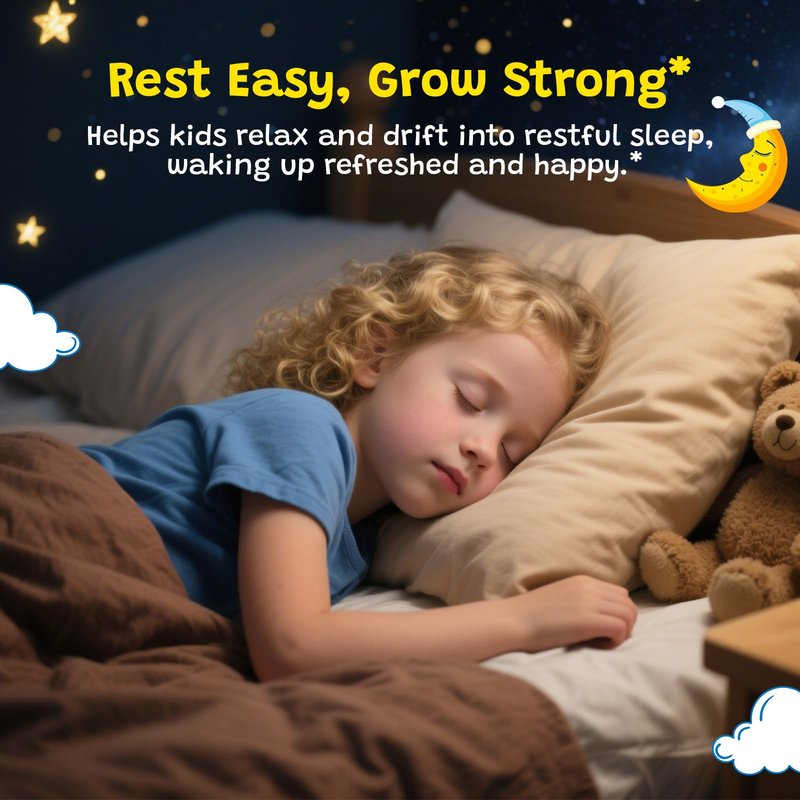Magnesium Glycinate Liquid for Kids - Citrate, Malate with Omega-3, L-Theanine, GABA, Chamomile, 5-HTP, D3, Zinc, Kids Magnesium Drops for Sleep, Calm, Relaxation & Focus, Mixed Berry Flavor, 2 Fl Oz