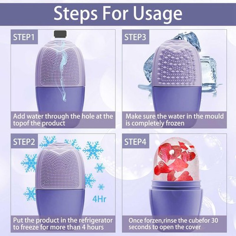 XHJRI Ice Face Roller Massager,Ice Cube Roller for Face, Eyes and Neck Naturally Conditioning and Skin Care,De-Puff Eye Bags,Reduce Migraine Pain,Reusable Massage Silicone Ice Mold (New Purple)