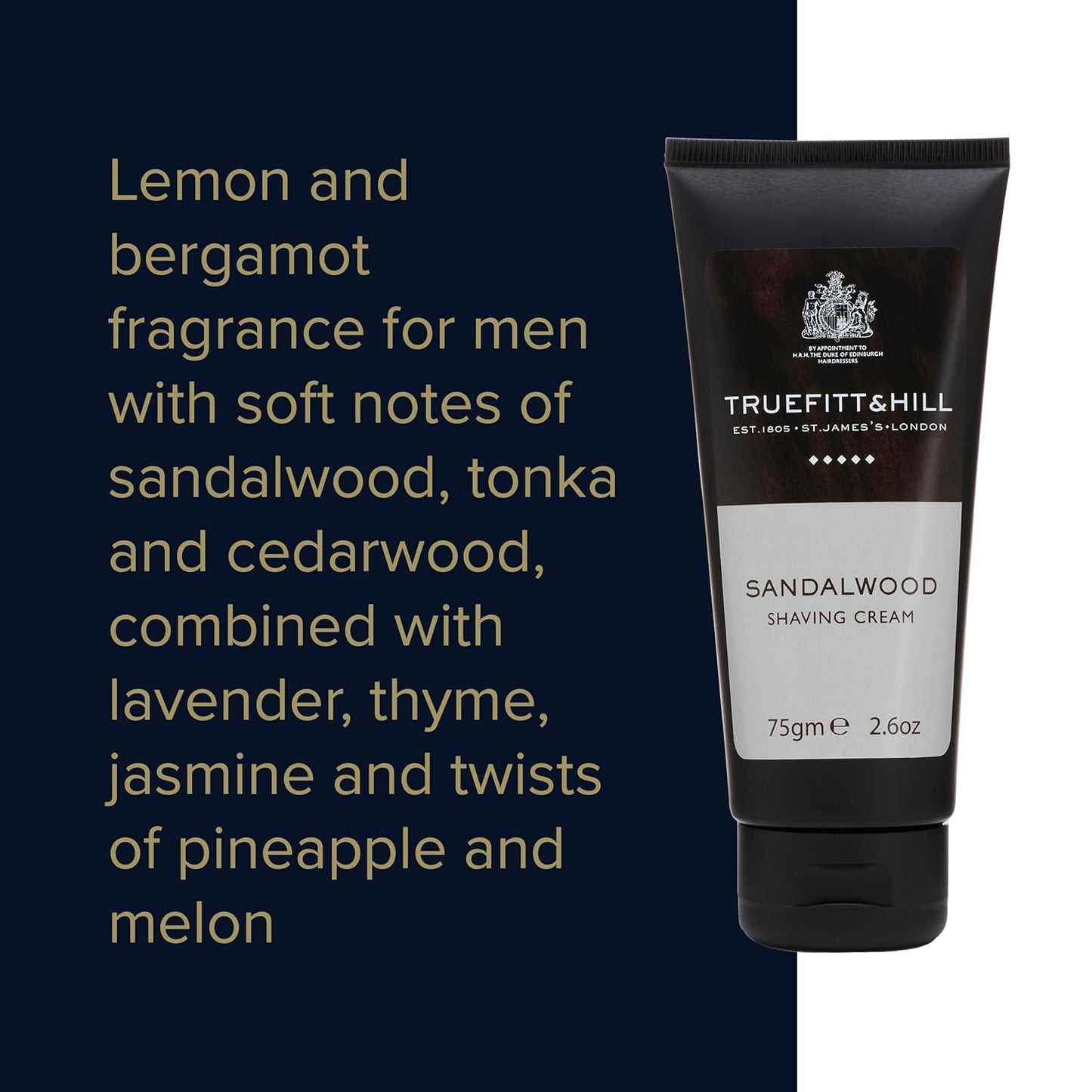 Truefitt & Hill Shaving Cream Tube - 1805 - Premium Glycerin-Based Lather, Smooth Glide, and Hydration for a Luxurious Shave - 2.65 oz