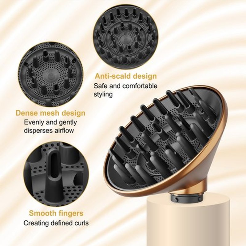 ZEPHBLOW Large Hair Diffuser Attachment for Dyson Airwrap, Upgraded 6-Inch Diffuser Nozzle Compatible with Airwrap Styler, Diffuser Attachment for Airwrap HS01/HS05,Gold
