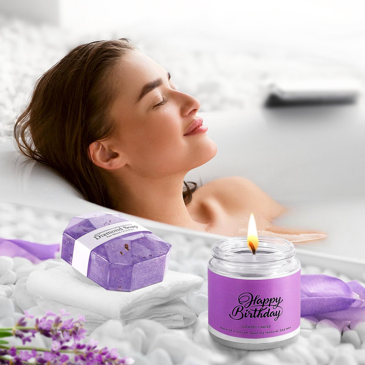 ITABLETAS Birthday Gifts for Women, Happy Birthday Bath Set Gift Basket, Unique Spa Gift Idea for Mom, Sister, Bestie, Her, Wife, Female Friends, 30th, 50th, 60th, Gifts for Women Who Have Everything