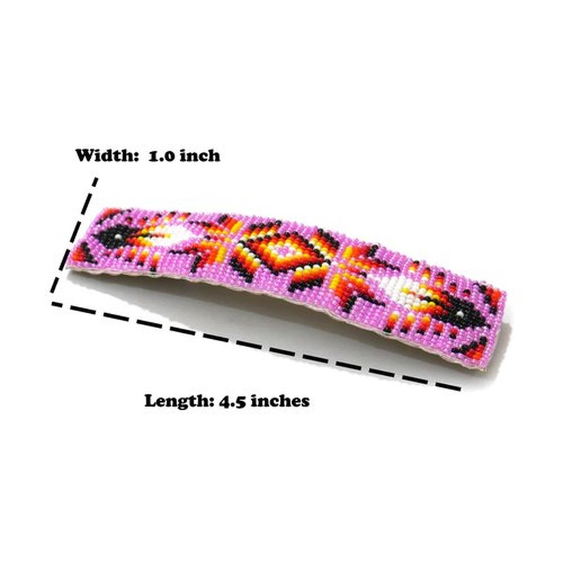 Beaded Hair Clips Native American Style Handmade Collection (Pink)